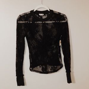 NWT Free People Intimately Black Lace Long Sleeve